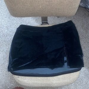 Black velvet mini skort